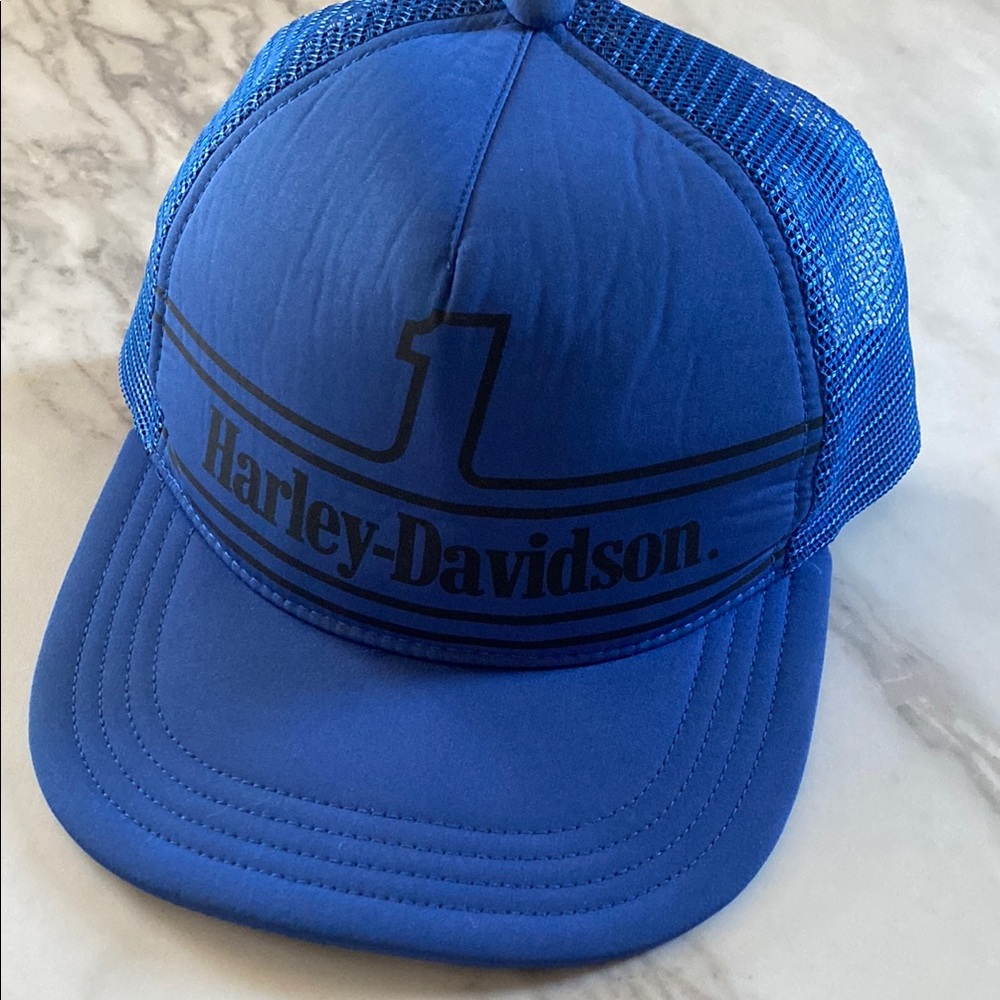 Harley-Davidson Limited Edition #1 Racing Adjustable Trucker Cap - True Blue